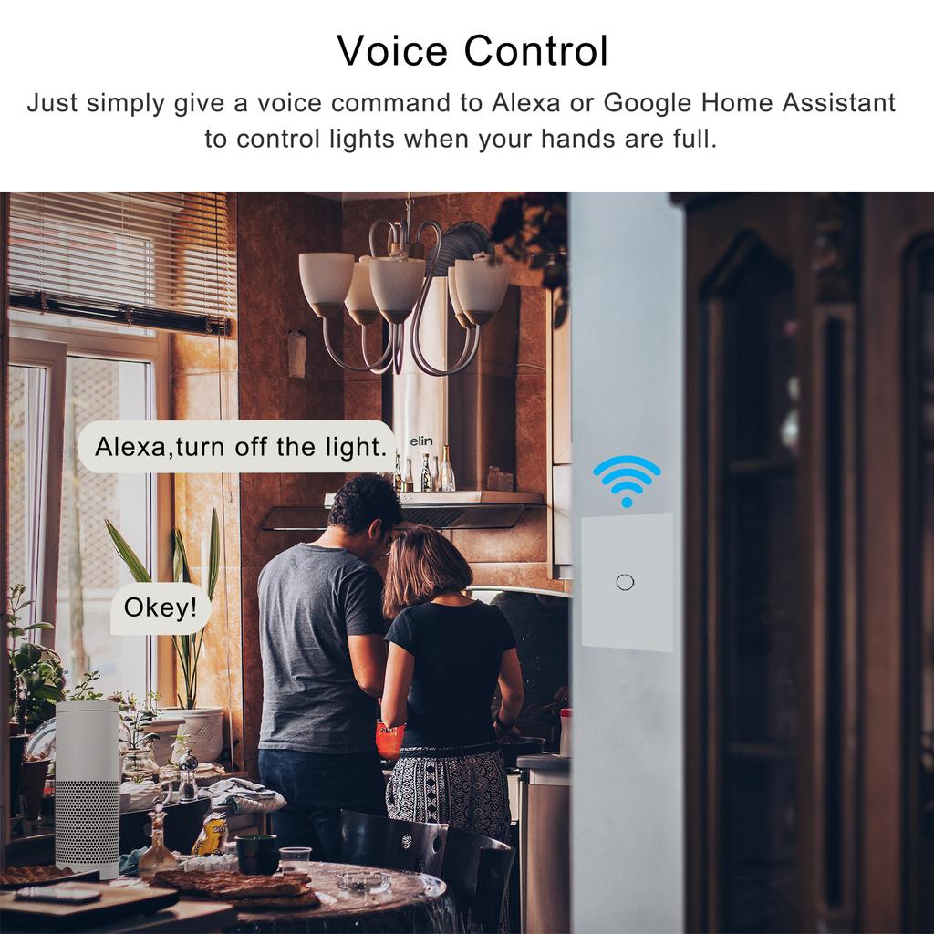 US WiFi Smart Wall Switch 1 2 3 Gang Touch Switch No Neutral Smart Home Interruptor Welink Alexa Google Home