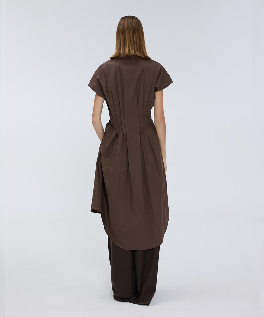Meuameu Side Pleated Sleeveless Shirt Dress
