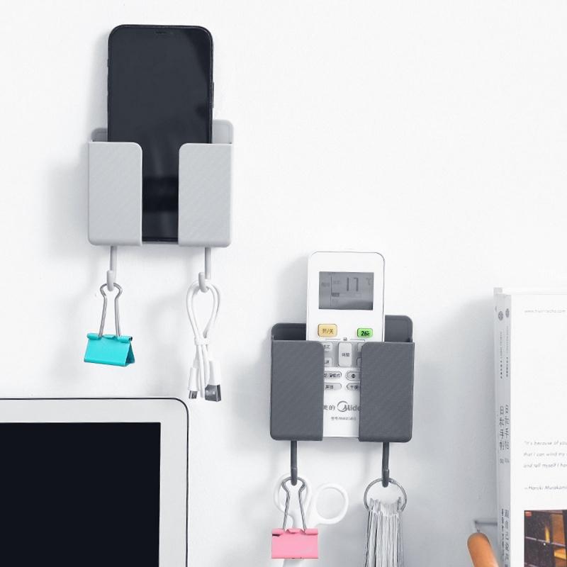 HdoorLink Wandtelefonhalter Fest montierte Aufbewahrungshalterung Box Multifunktionsfernbedienung Mobiltelefon 3M Paste Sockel Haken Aufhänger