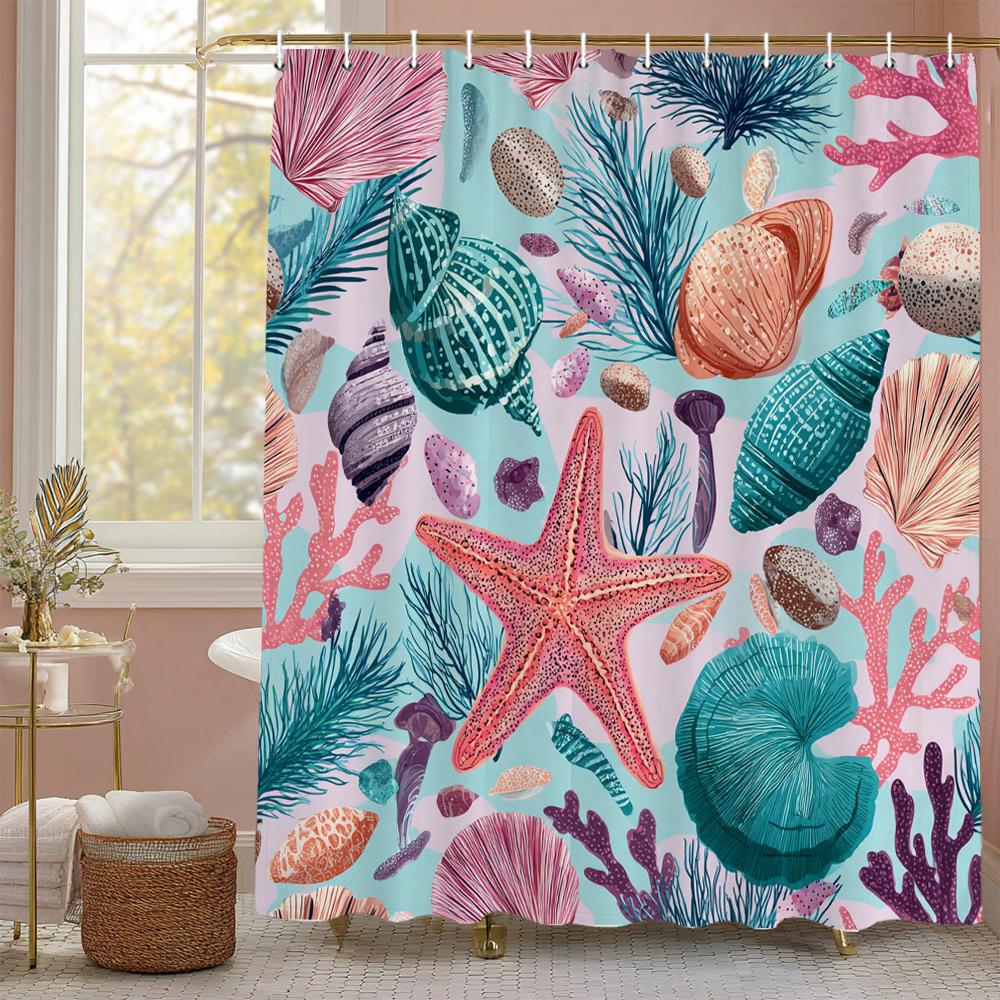 Schwarz Weiß Grau Minimalistische Haie, Schildkröten, Oktopus, Fische Duschvorhang, Dekorative Badezimmer-Duschvorhänge, mit Haken