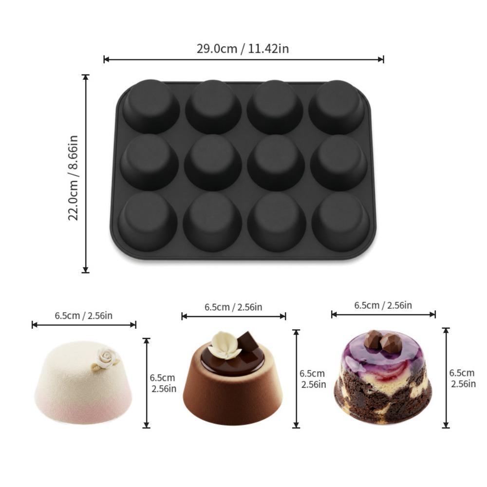Heat-Resistant Silicone Baking Molds 12 Cavity Cupcake Molds for Dessert Baking 29*22cm
