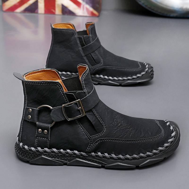 Men's Leather Boots High Top Casual Sneakers 39-46