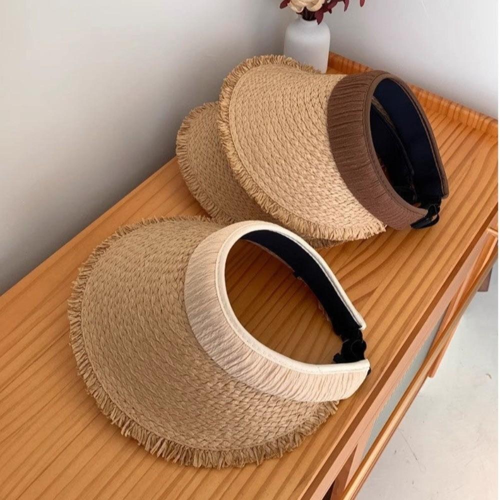 Hollow Straw Visor Cap Sunscreen Summer Sun Cap Fashion Empty Top Hat Seaside