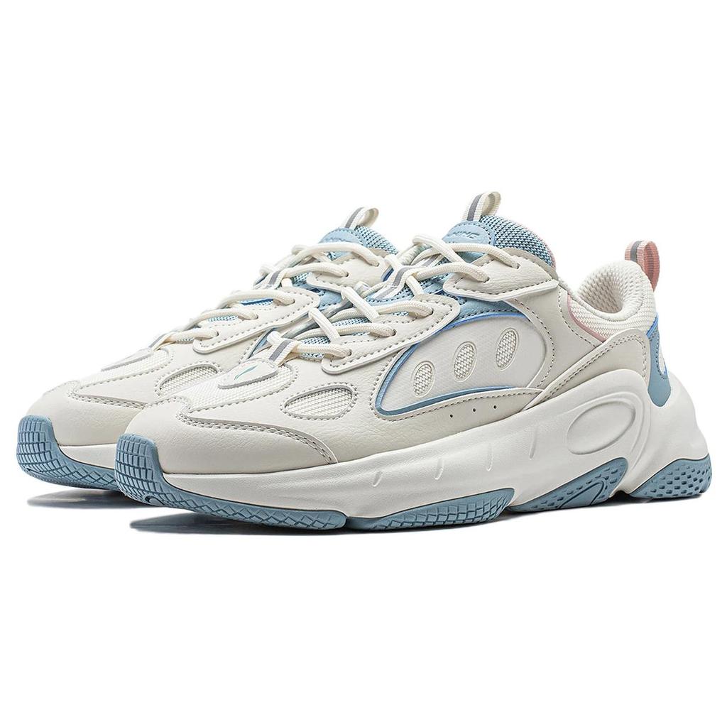New LiNing Wing Wind Anti Slip Wear Resistant Low Top Casual Shoes Women's White Blue AGCT462-5