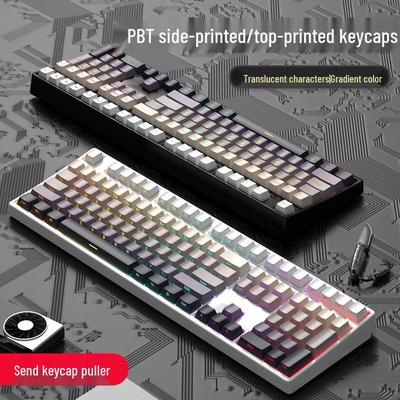 PBT Tastenkappen für mechanische Tastatur in Farbverlauf, Personalisiert Double Shot, Seitlich bedruckt, Transluzent, Fünfseitiger Farbsublimationsdruck, Komplettes Set