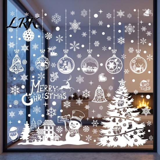 Reusable PVC Wall Decals 10Pcs Christmas Window Clings, White Winter Snowflake Decals, Static Clear Pattern Decor Glass Stickers for Home Storefront,