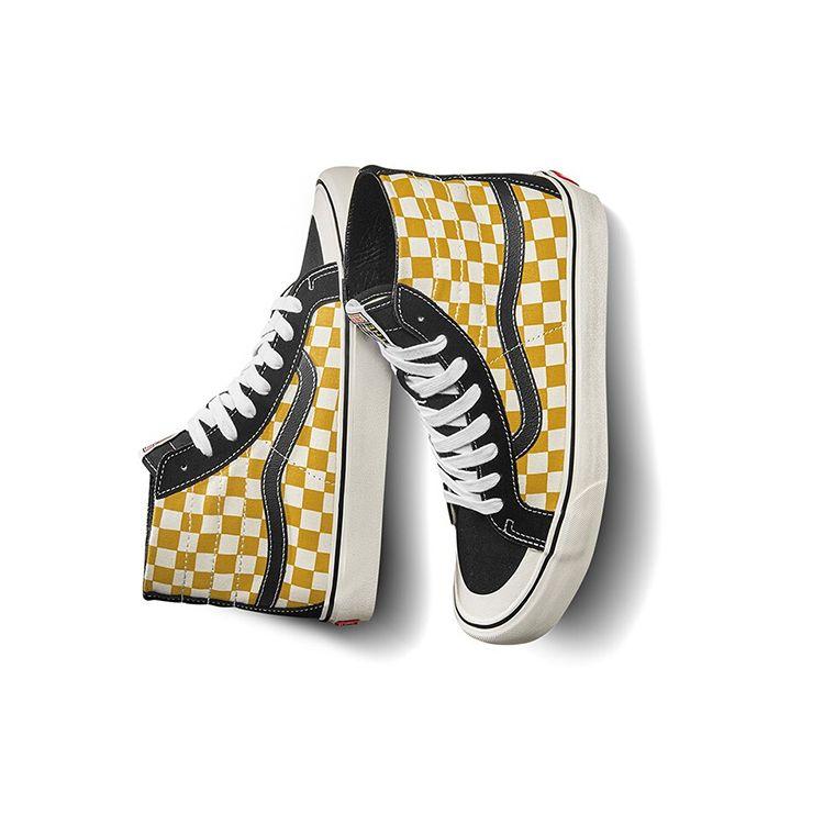 Vans SK8 Unisex High Top Skate Shoes Yellow White Checkerboard VN0A3MV1314