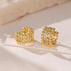 Elegant Inlaid Zircon Ear Cuff and Gold Electroplated Elf Ear Stud Earrings for Women