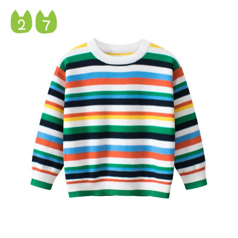 27Kids Spring and Autumn Children's Clothing Cotton Striped Sweater