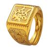 Lucky Stylish Square Wealth Mens Ring Adjustable Gold Plated Accessory Fashion