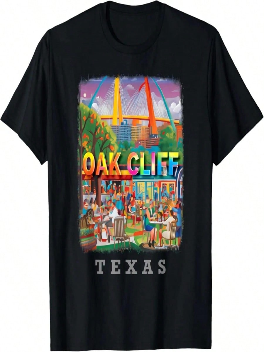 Футболка Oak Cliff Texas TX Яркий центр города SD725 S разноцветный
