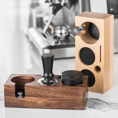 51/53/58mm Wooden Coffee Tamper Station Holder Non-slip Coffee Handle Holder Wooden Base Coffee Tool Storage Barista Accessories