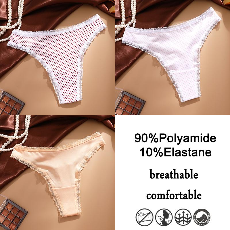 FINETOO 3Pcs Lace Panties Sexy G-String Women's Underwear T-Back Lingerie for Female Panties Underpants Briefs Thong Intimates