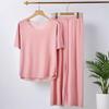 Summer Ice Silk Pajama Set: Men’s Shorts & Women’s Casual Round Neck