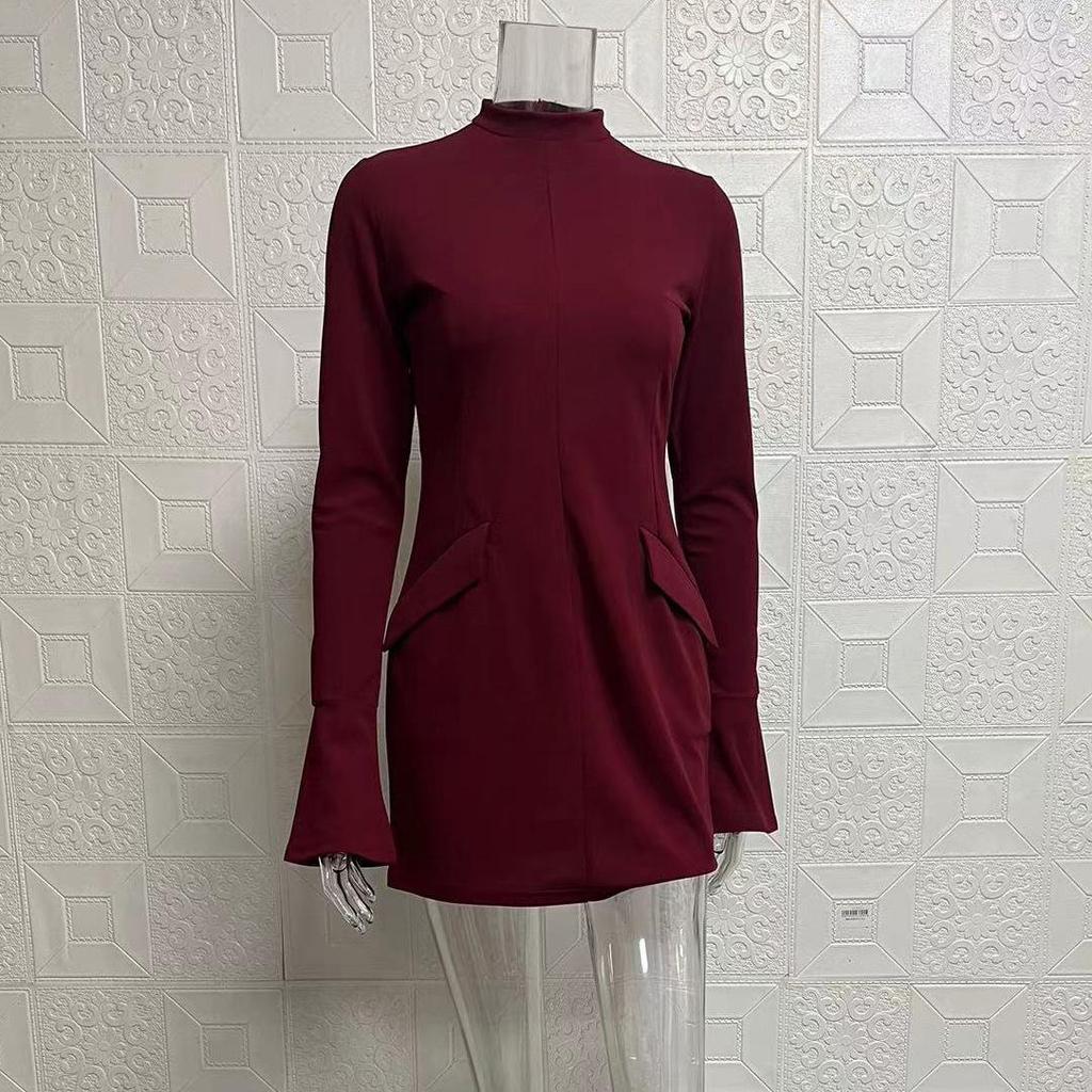 2024 Elegant Slim Fit Long Sleeve Hip Wrap Dress - Sexy and Stylish for Spring & Autumn