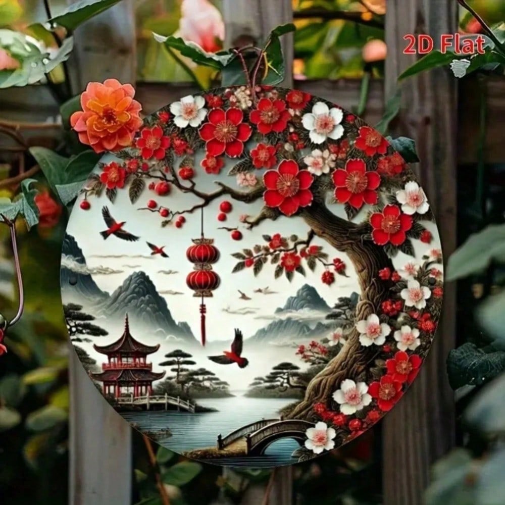 

1pc Red Flower Iron Wall Art Farmhouse Metal Sign for Home Living Room Decor 20x20 різнокольоровий