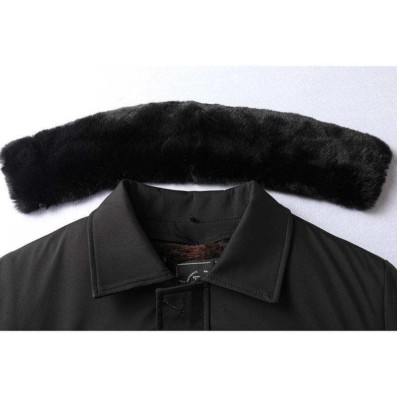 Men's Plus Size Business Casual Fleece-Lined Jacket with Detachable Fur Collar - 2025 Winter Collection