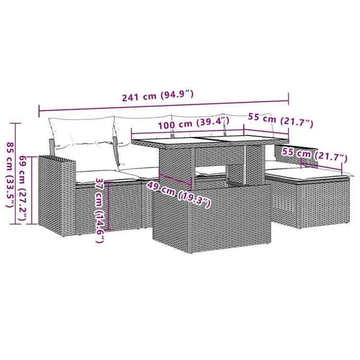 VidaXL Salon de jardin 6 pcs avec coussins noir résine tressée 3267236