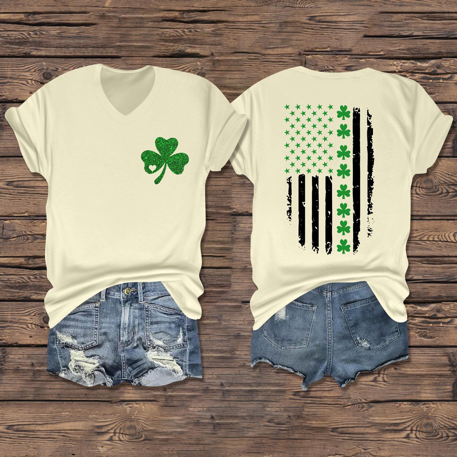 

Женская повседневная одежда St. Футболка с короткими рукавами и V-образным вырезом с принтом Патрика L бежевый