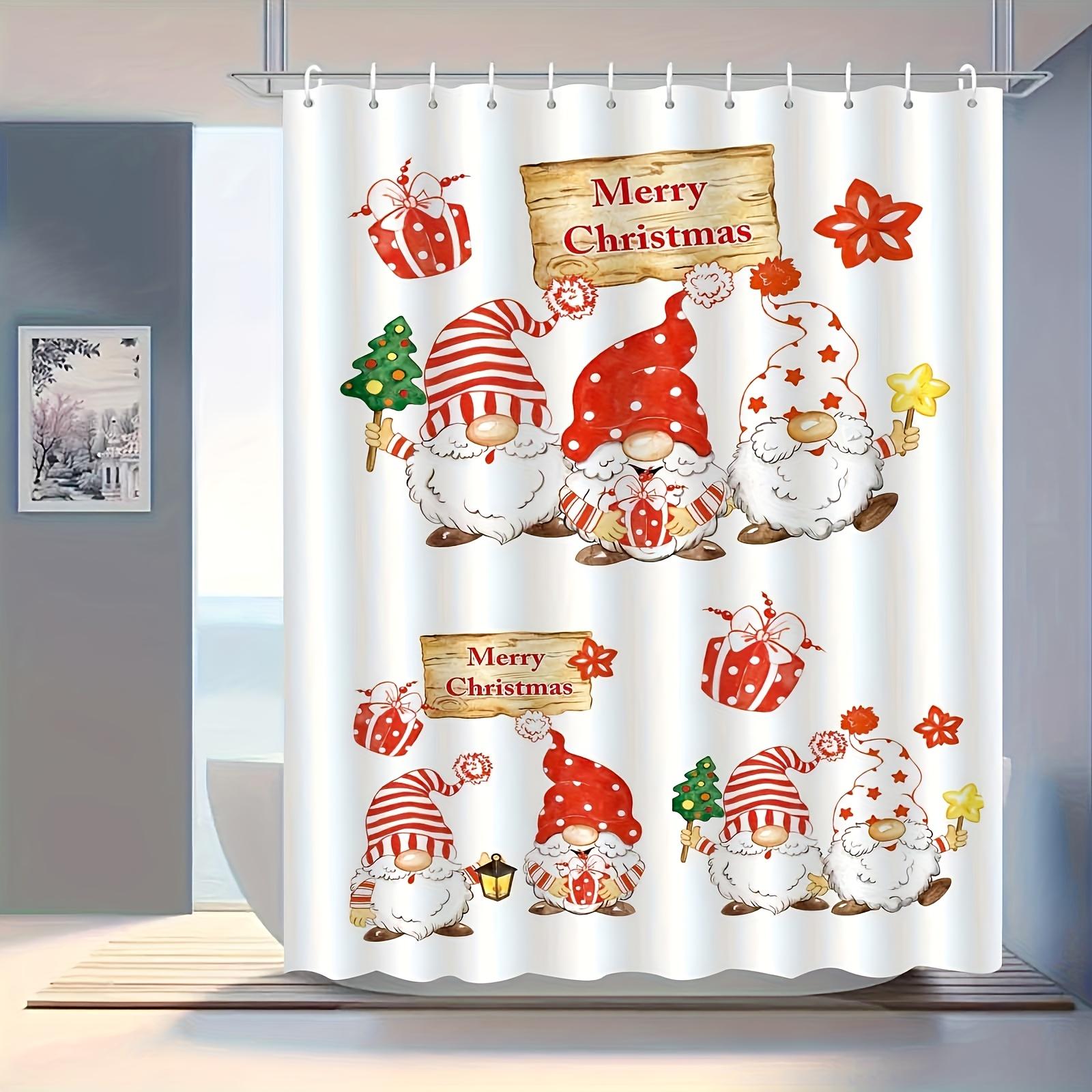 1Pc Santa Claus Dancing With Elves Shower Curtain - High Quality & -Mistproof Bathroom Decor, Christmas Theme With Santa & Elves W60H190(CM)-1 Pcs