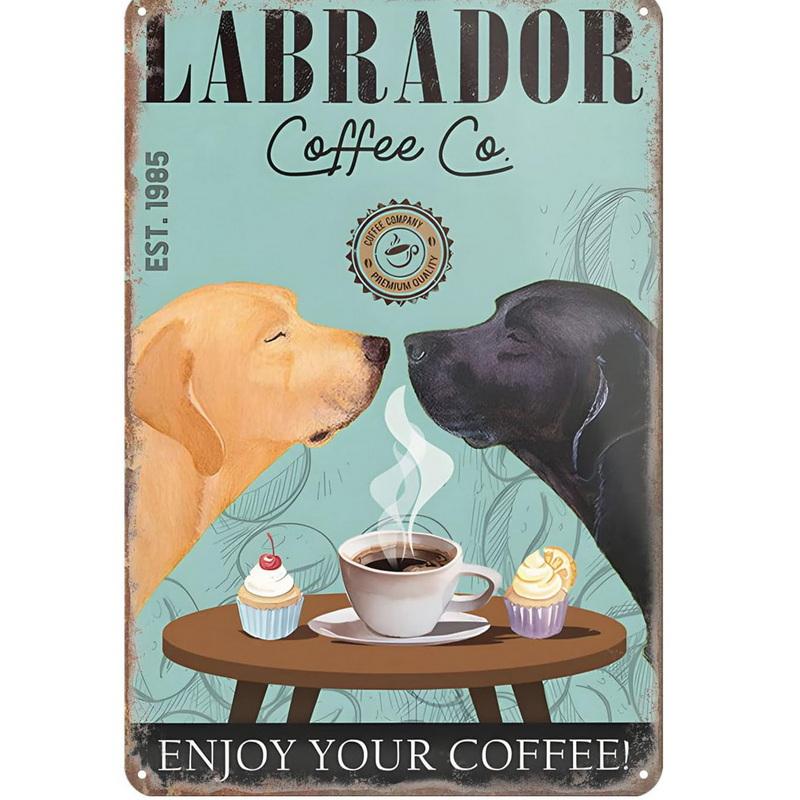 Dogs Metal Tin Signs Labrador Pitbull Wall Art Posters Plaque Vintage Iron Painting Decoration for Home Cafe Game Room Club Bar