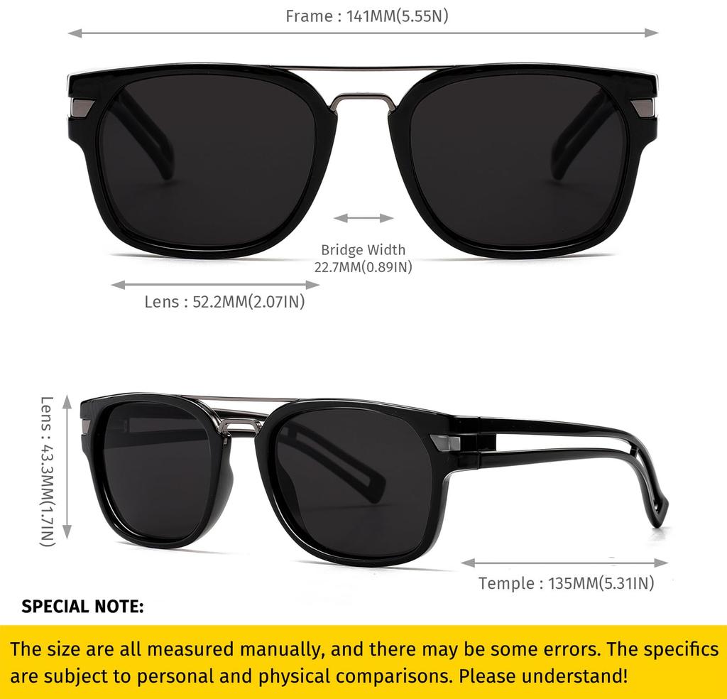 SHEEN KELLY Retro Polarized Square Sunglasses for Men and TR90 Sport Fashion Trendy Designer Multicolor Lens Shades Women, Frame, Eyewear,