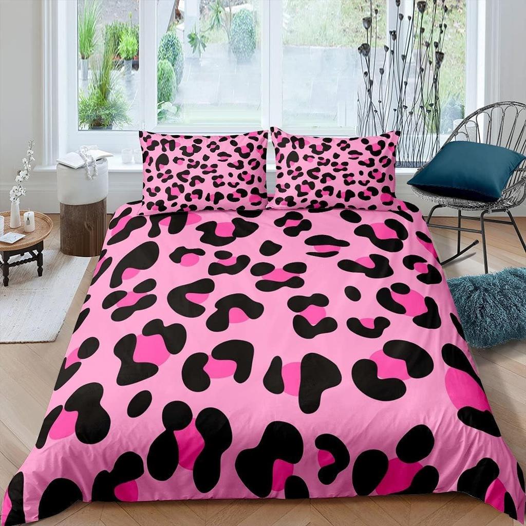 Leopard Duvet Cover Abstract Animal Cheetah Pattern Comforter Cover For Boys Girls Woman Man, 3D Color Leopard Print Bedding Set