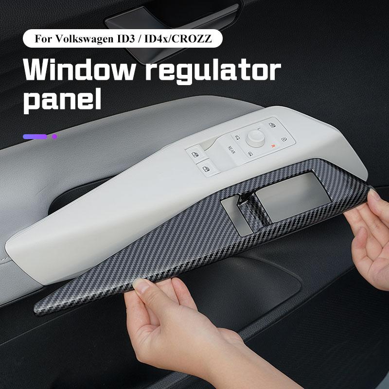 For Volkswagen VW ID3 id.3 ID.4X/CROZZ Car Door Handle Armrest Window Lift Panel Cover ABS Silver Carbon Sticker Car Accessories