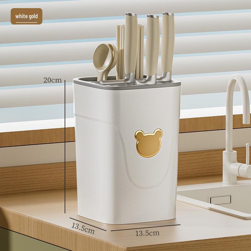 Cartoon Style Large Capacity Kitchen Knife & Chopstick Holder - Multifunctional Storage Rack