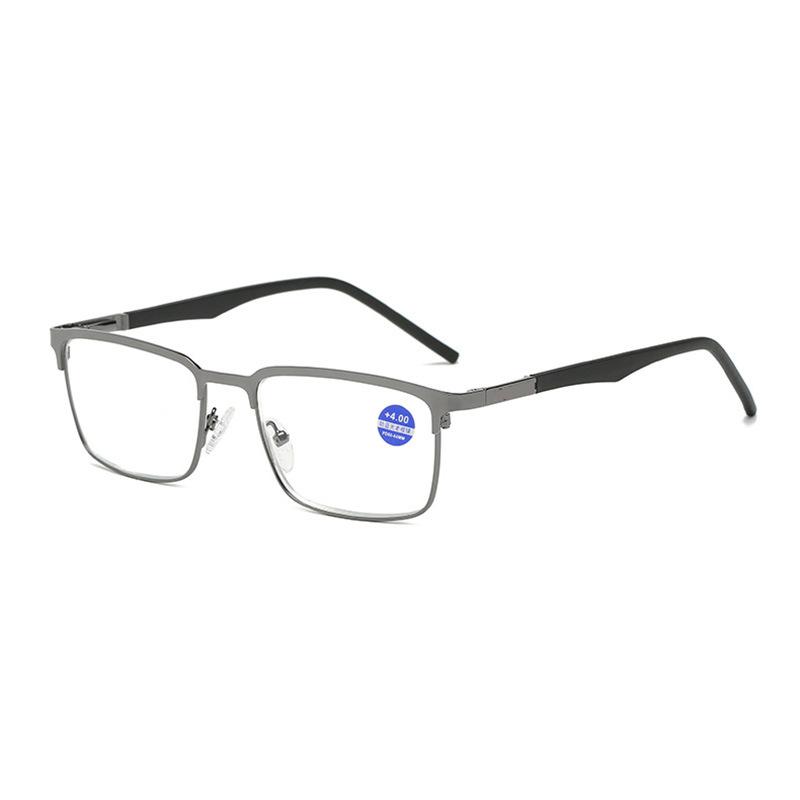 

Anti Blue Light Blocking Reading Glasses for Man Woman Stylish Semi-Rimless Business Eyeglasses Metal Frame Presbyopic Eyewear +400