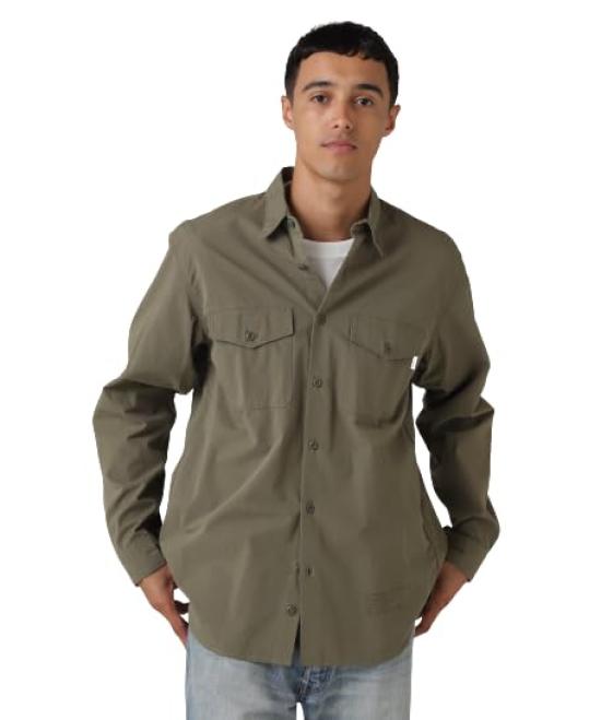 AVIREX BASIC ARMY POPLIN L/S SHIRT men s L 310 olive