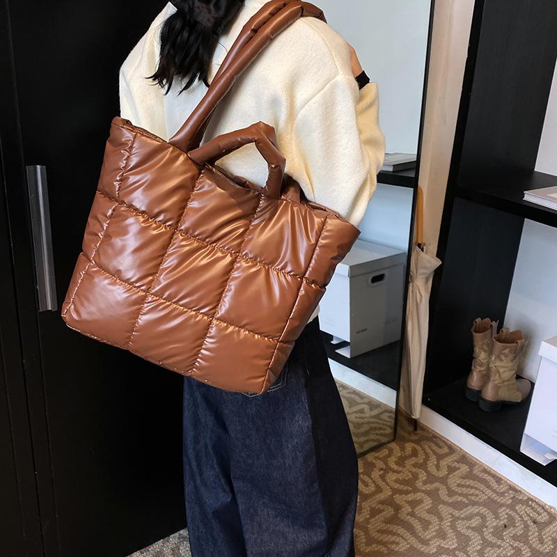Simple shoulder bag down cotton clothing bag space cotton portable tote women's bag fashion commuter bag underarm bag