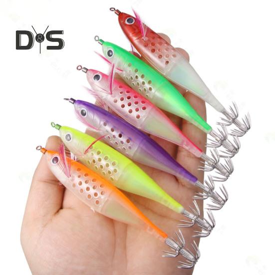 12CM/10G Luminous Shrimp Bait with Squid Jig Hook Realistic Bionic Artificial Lure Saltwater Freshwater Bass Walleye Trout Fishing Accessories