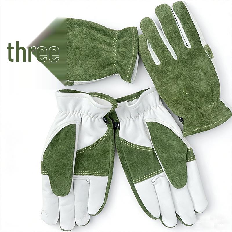 Anti-thorn Cowhide Garden Gloves: Wear-resistant, Non-slip for Outdoor Camping, BBQ, and Welding Protection