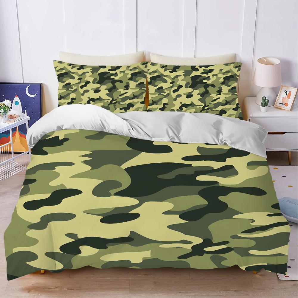 Military Camouflage Green Duvet Cover Set Soft Wash Bed 3 Piece Summer Comfortable Student Dormitory Home Baby Bedding Best