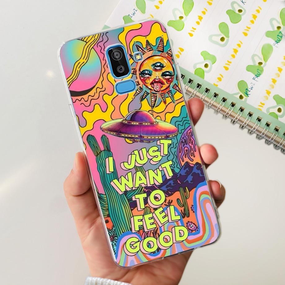 Funda Coque For Samsung Galaxy J8 J810F Cover Case Cartoon Cat Skull Back Shell For Samsung J8 2018 Soft Clear Silicone TPU Capa