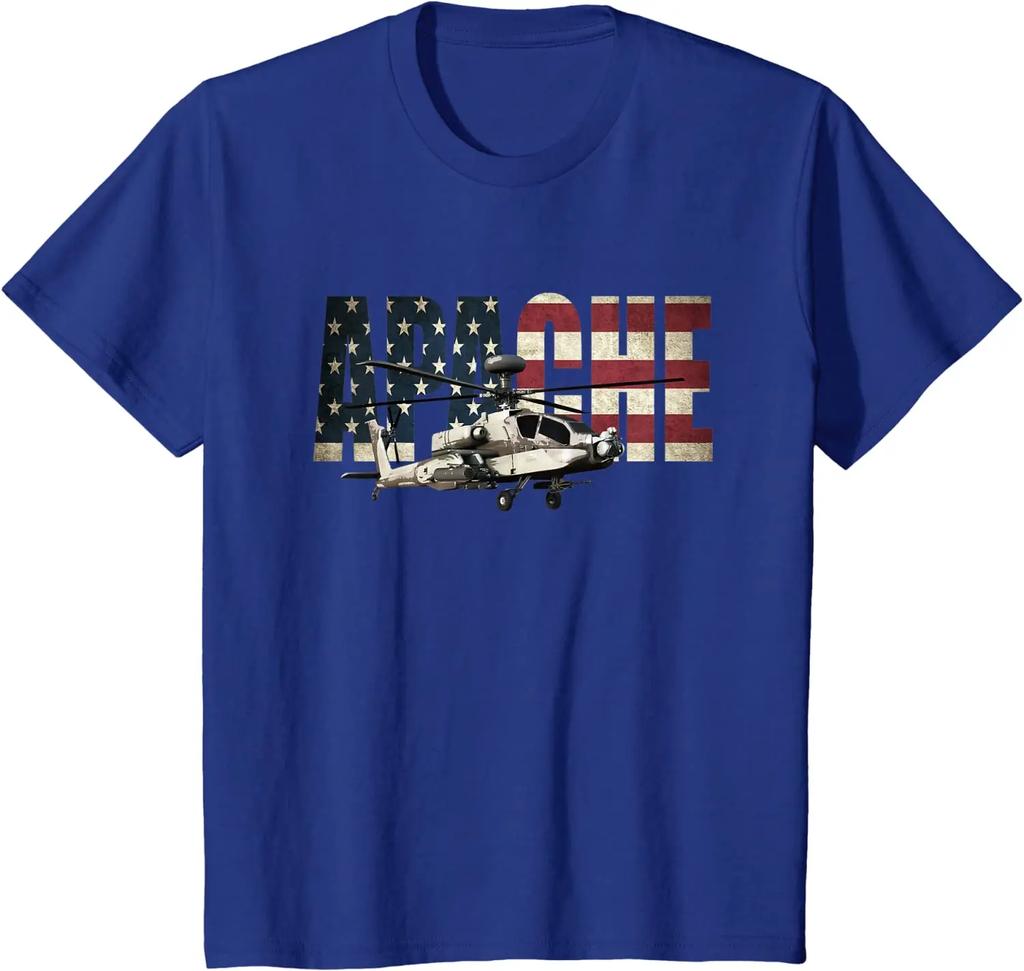 American Flag AH64 Apache Helicopter Gunship TShirt Summer Cotton Short Sleeve ONeck Mens T Shirt New S3XL