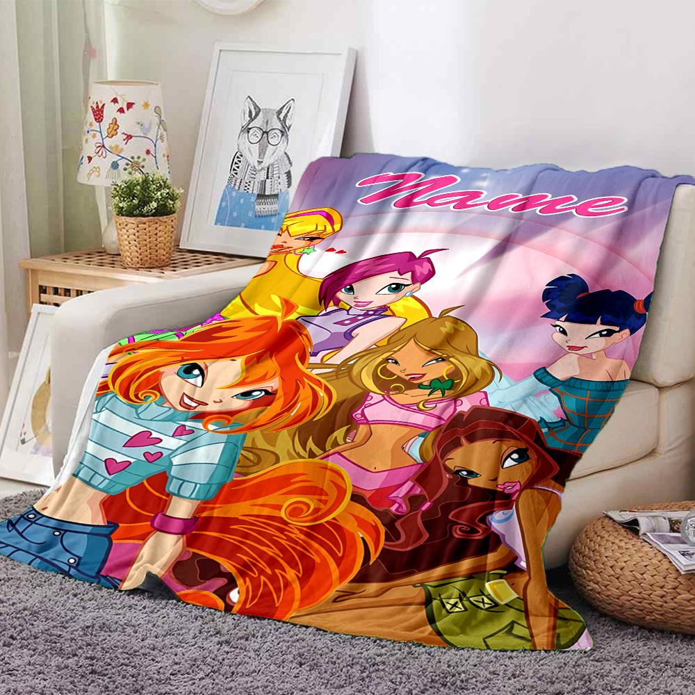 Customiz Name Personality Winx Club Blanket Soft &Warm Sofa Office Bed Travel Lunch Break Blanket, Gift Suitable All Seasons