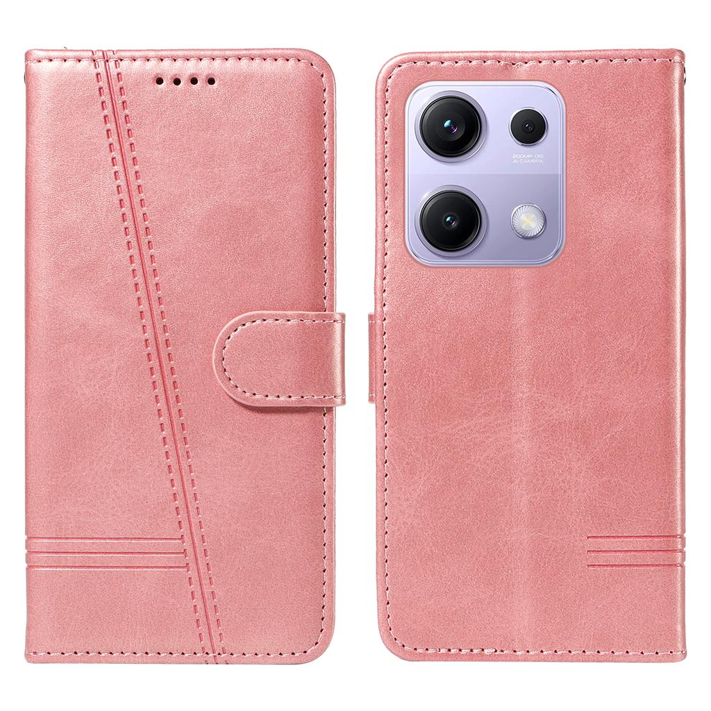For Xiaomi Redmi Note 14S 4G/Xiaomi Poco M6 Pro 4G/Xiaomi Redmi Note 13 Pro 4G Wallet Case T-Shape Lines Leather Phone Cover Stand