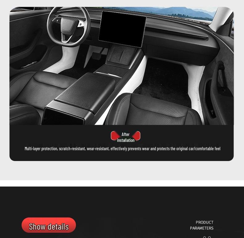Tesla Model Y/3 Carbon Fiber Texture Center Console Trim Accessories