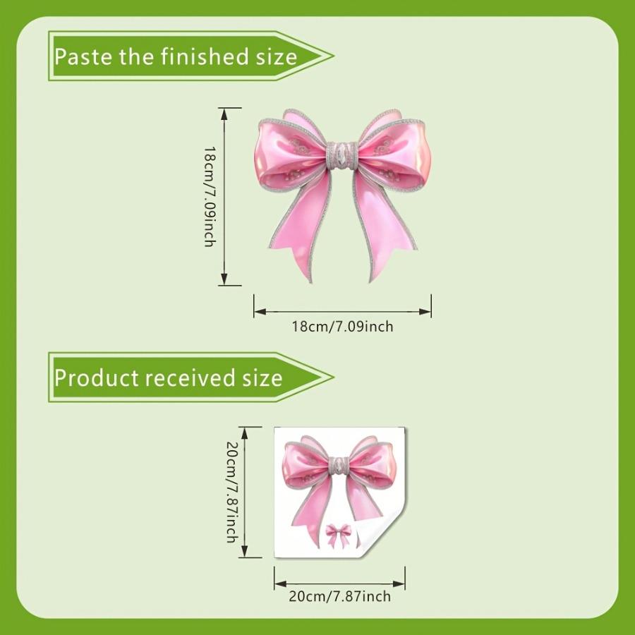 Pink Bow Toilet Stickers Featuring Glow-In-The-Dark Bows, Rhinestone Embellishments, And Luminous Designs