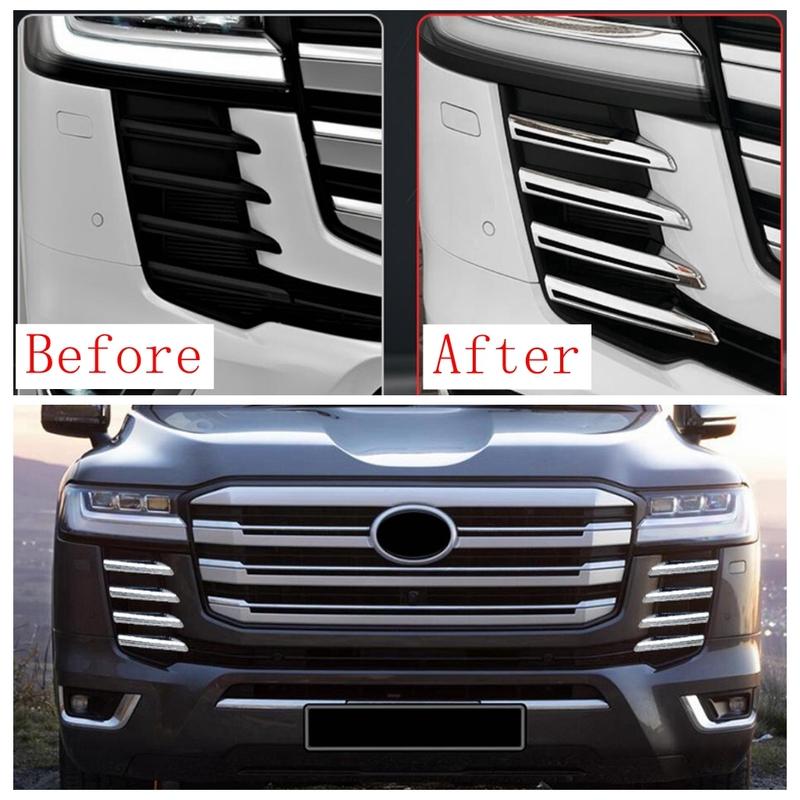 Auto Front Stoßstange Mitte Netz Gitter Streifen Dekoration Sequ Abdeckung Zierleiste Zubehör für Toyota Land Cruiser 300 LC300 - 2025