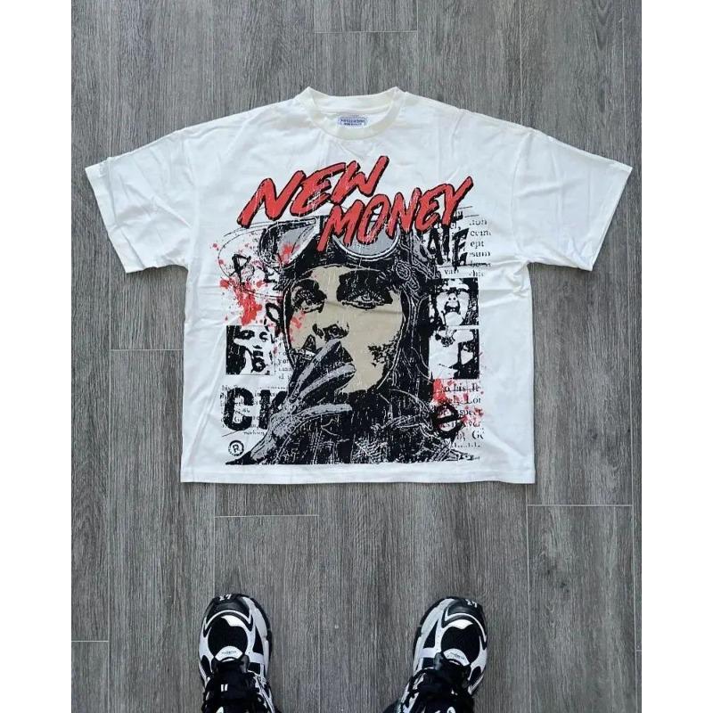 Hip Hop Street Y2K High Street Trendy Anime Printed Harajuku Mens Tshirt Summer New Style Unisex Casual Tshirt