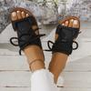 Fashion Plus Size 2025 New Hot Sale Women's Open Toe Slippers Outdoor Casual Lace Up Low Heel Sandals Summer Daily Beach Rome Slippers
