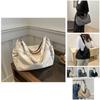 Trendy Urban Simple Large Tote Bag For Women Spacious Nylon Bucket Bag In Black White Grey Khaki
