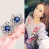 Earrings Flower Shape Design Charming Alloy Rhinestones Inlaid Ear Studs for Women