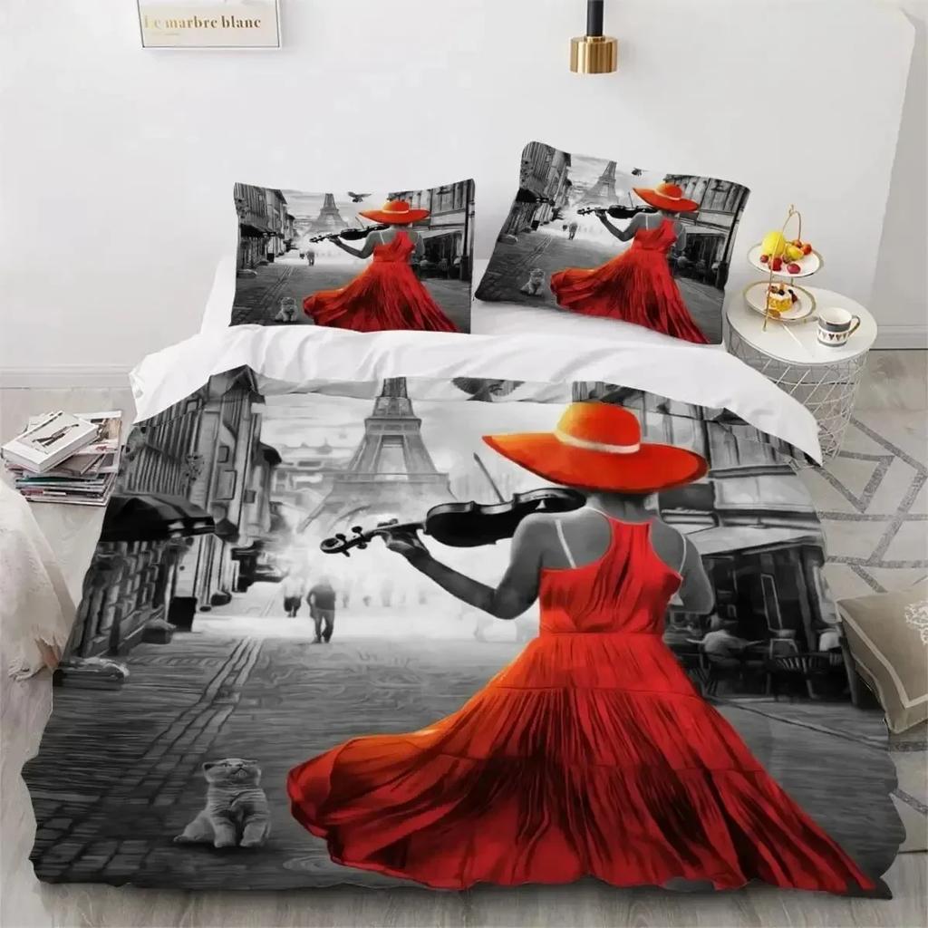 3D Print Eiffel Tower France Paris Comfortable Duvet Quilt Cover Pillowcase Bedding Set Children Bedroom Decoration Home Textile