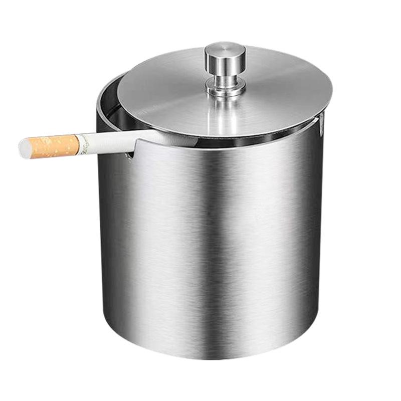 Seiko Stainless Steel Ashtray with Lid - Creative, Thickened Design for Home, Car, or Cafe Use