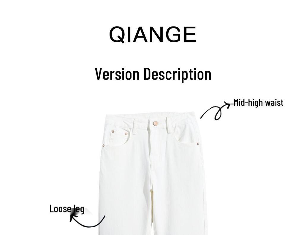 Women's High-Waisted Wide-Leg White Jeans, Floor-Length, Spring New Arrival, Versatile Slimming Straight Pants