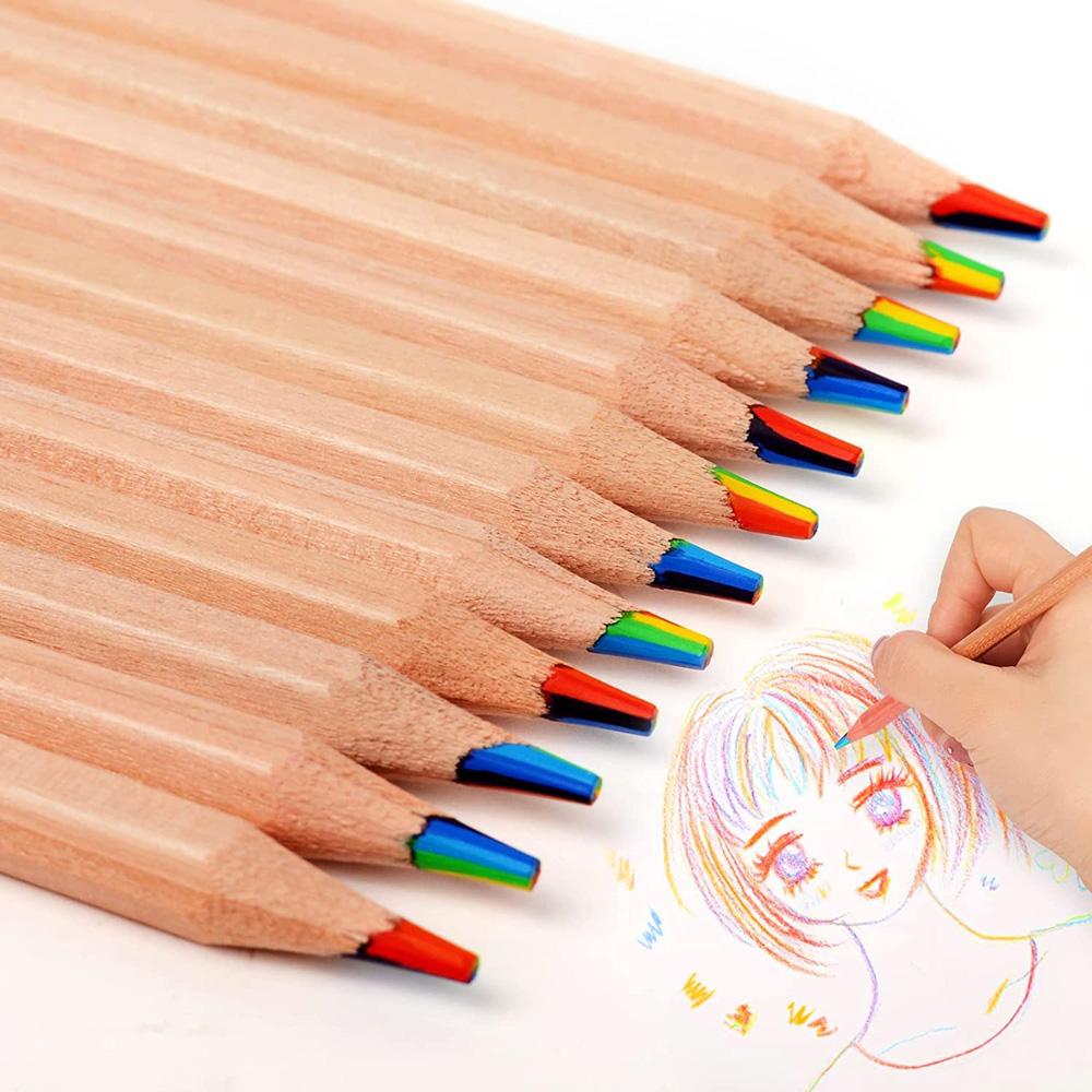 12pcs Rainbow Seven Color Gradient Colored Pencil Creative Painting Graffiti Children' Crayons Coloring Sketching Student Gifts